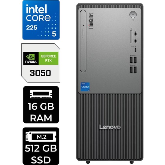 Thinkcentre Neo 50T G6 Ultra 5 225 16GB 512GB SSD RTX3050/6GB W11P Masaüstü Bilgisayar & Per4 USB Bellek