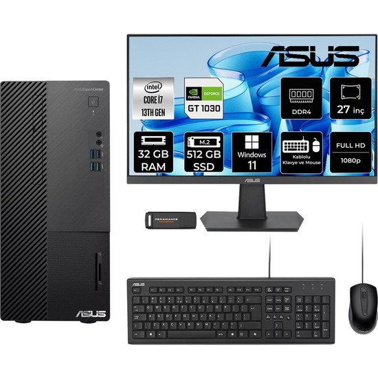Expertcenter D500ME I7 13700 32GB Ram 512GB SSD 27" Fhd WIN11 Home D500000I713700P897 Masaüstü Bilgisayar + Per4 USB