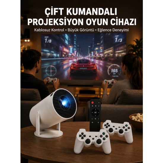 Kablosuz Mini Projeksiyon Cihazı Oyun ve Film Için Taşınabilir Ev Sineması Yeni Nesil