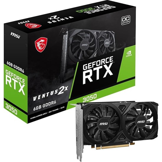 VGA Geforce Rtx 3050 Ventus 2x E 6g Oc RTX3050 6gb Gddr6 96B DX12 Pcıe 4.0 X8 (1xdp 2xhdmı)