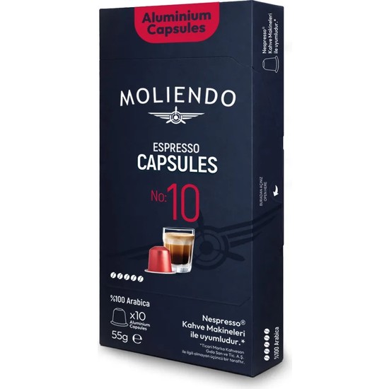 Moliendo Alüminyum Kapsül Kahve No:10 (10 Adet Nespresso Uyumlu Alüminyum Kapsül Kahve)
