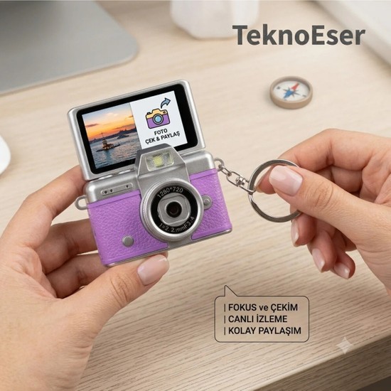 Eser Ticarett Mini Kapaklı LCD Ekranlı Dijital Kamera 1280X720 Hd Fotoraf Makinesi Anahtarlık