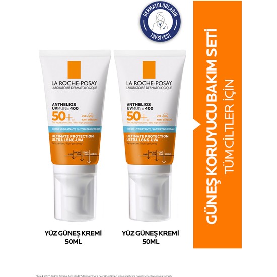 Anthelios Uvmune 400 SPF 50+ Güneş Kremi 50 ml x2 La Roche-Posay Kuru ve Hassas Ciltler İçin Özel Formül