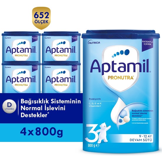 Aptamil 3 Prebiyotikli Devam Sütü 800 Gr x 4 Adet 3200 Gr