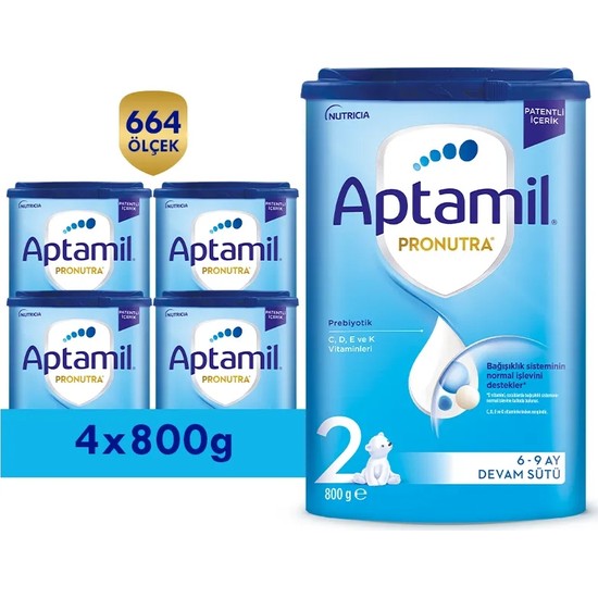 Aptamil 2 Prebiyotikli Devam Sütü 800 Gr x 4 Adet 3200 Gr