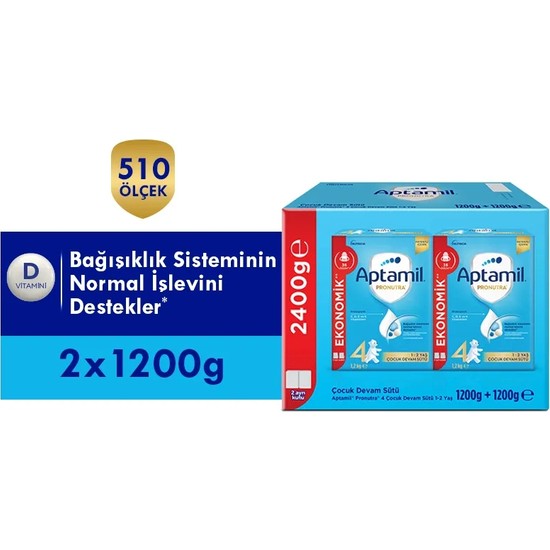 Aptamil 4 Prebiyotikli Çocuk Devam Sütü 1200 Gr x 2 Adet 2400 Gr
