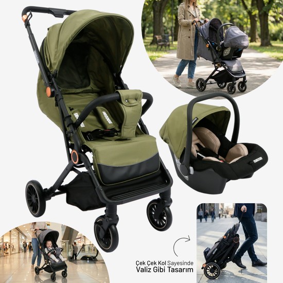 Maccon Pratico Çift Yönlü Travel Sistem Kabin Boy Bebek Arabası