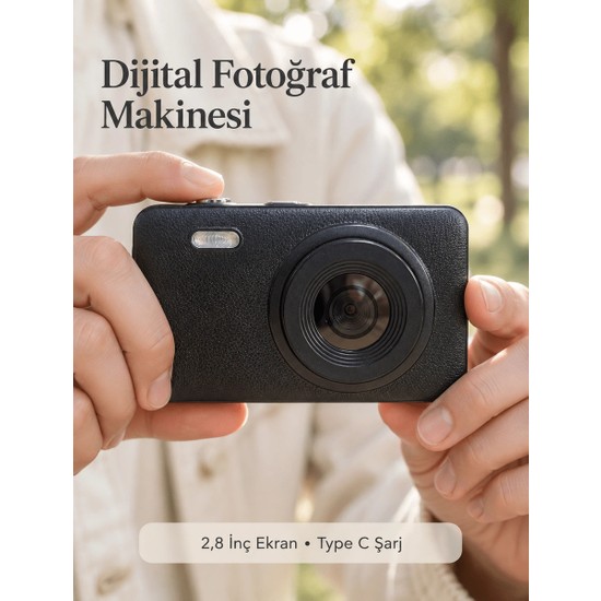 Zenviaa Mey Ithalat® Günlük ve Seyahat Kullanımına Uygun Ekranlı Siyah Fotoğraf Makinesi Znv