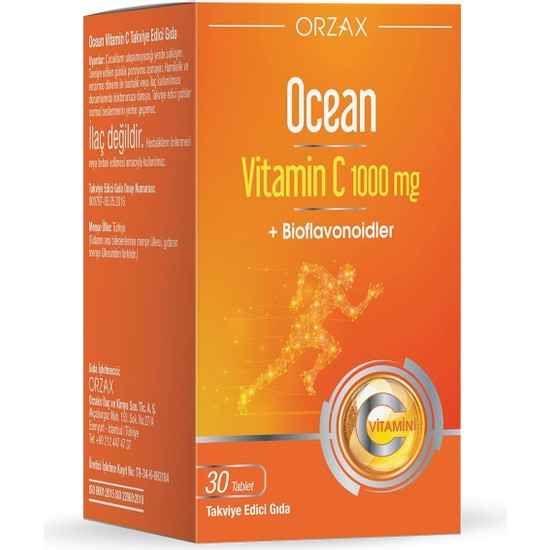 C Vitamini 1000 Mg + Bioflavonoidler Antioksidan Içeren Takviye Edici Gıda (1 x 30 Tablet)