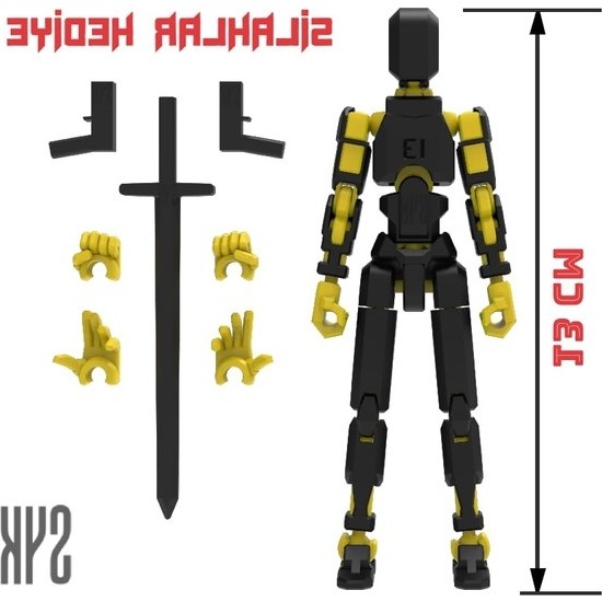 Die Grup Siyah ve Sarı Renkli Robot Aksiyon Figürü, Tüm Eklemleri Hareketli