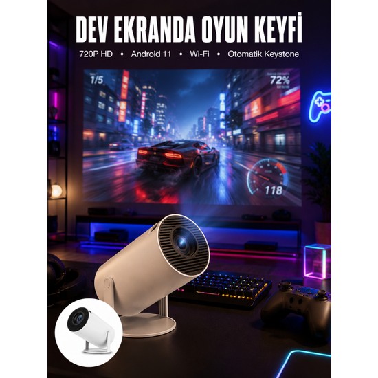 HDMI ve Full Hd Teknolojili 160 Ansı Lümen Kablosuz Projeksiyon Yeni Nesil - Lisinya