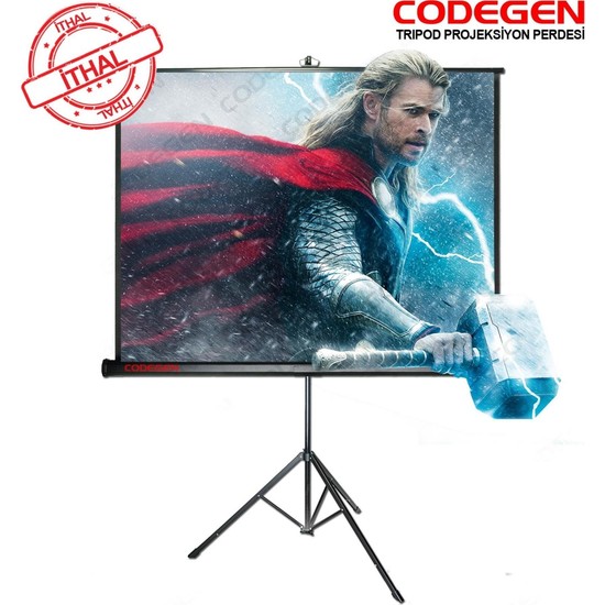 Codegen Tx-20 Trıpod Projeksiyon Perdesi 200X200 (Arkası Siyah Fonlu - Taşınabilir Ayaklı MODEL)(1923)
