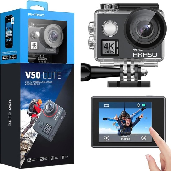 Action Cam 4K60FPS 40M Sualtı Kamera 20MP Wifi Aksiyon Kamerası, Dokunmatik Ekranlı Eıs, 8x Zoom