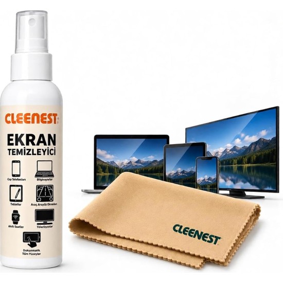 Ekran Temizleme Seti 125 ml + 40X40 cm 230 G/m² Premium Mikrofiber Bez