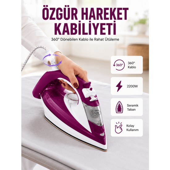 Dolozena 2200W Seramik Kaplama Estetik Tasarımı 360 Derece Dönebilir Kablosu Yeni Nesil