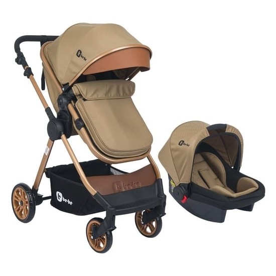 Be-Be Elegant Gold Travel Sistem Bebek Arabası Bb 370 Kahve - Pusetli Çift Yönlü Bebek Arabası
