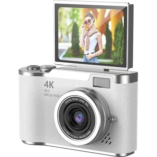 Hace Bazaar 4K Dijital Retro Video Kamera 48MP 18X Zoom Flaşlı (32GB) Kart Dijital Vlog Fotoğraf Makinesi Türkçe