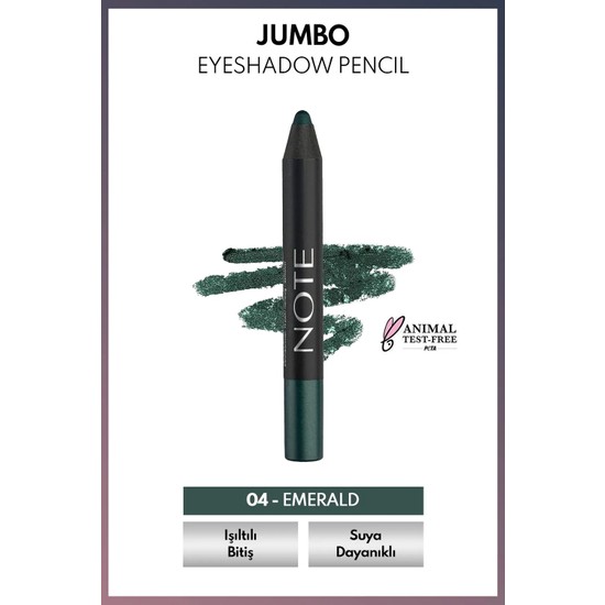 Note Cosmetics Note Jumbo Eyeshadow Pencil Waterproof Işıltılı Suya Dayanıklı Kalem Far 04 Emerald - Yeşil