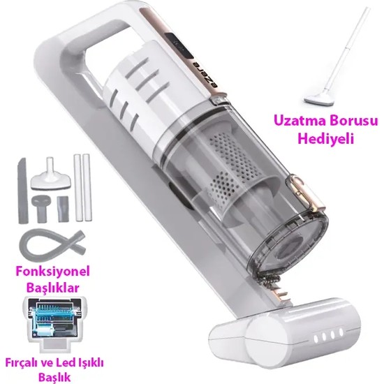 Marsilyan Ezere 15000PA LED Işıklı Kuru Islak Kullanım Kablosuz Güçlü El Araç-Ev SÜPÜRGESI-(5775)