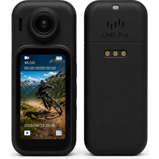 Die Grup H91 4K Wifi Aksiyon Kamerası 180° Döner Lens, Dokunmatik Ekran, Su Geçirmez Kılıf, Bisiklet Motosiklet Vlog Spor Kamera 67×28.5×20.8 mm