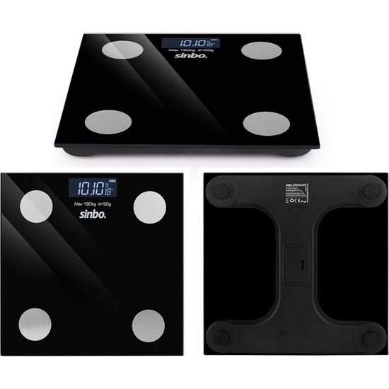 Dijital - Pilli Cam Banyo Baskülü LCD Ekran - Sıcaklık Göstergeli 180KG/50GR 28X28CM SBS-4466