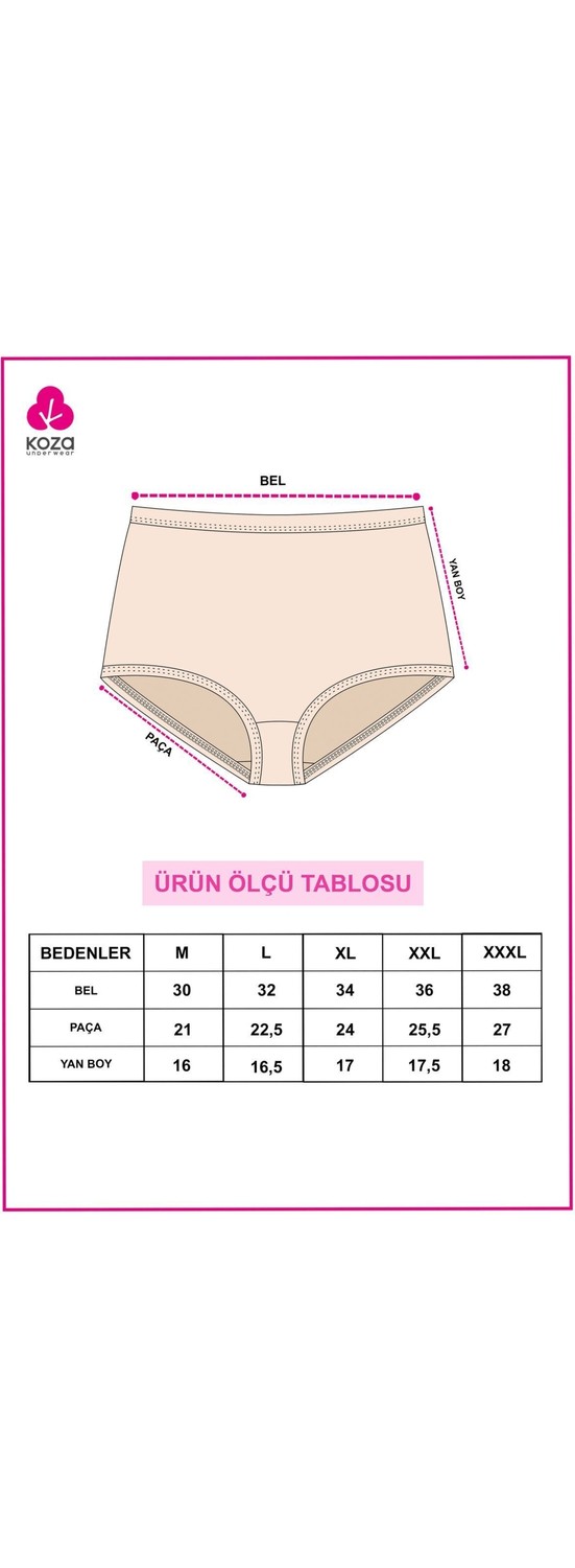 Koza İç Giyim Kadın 5'li Likralı Ekstra Yüksek Bel Külot görsel 8