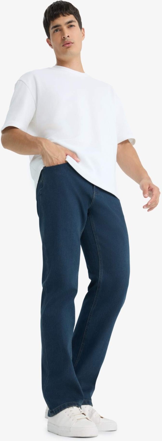 DeFacto Sıcak Tutan Diago Comfort Fit Yüksek Bel Geniş Paça Düz Paça Termal Polarlı Jean Pantolon V0796AZ25WN görsel 5