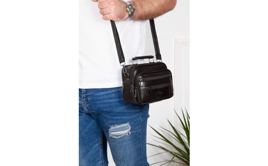 Newish Polo Erkek Hakiki Kuzu Derisi Çelik Kasalı El ve Omuz Çantası Küçük Boy - Siyah - NEWPOLO415 görsel 7