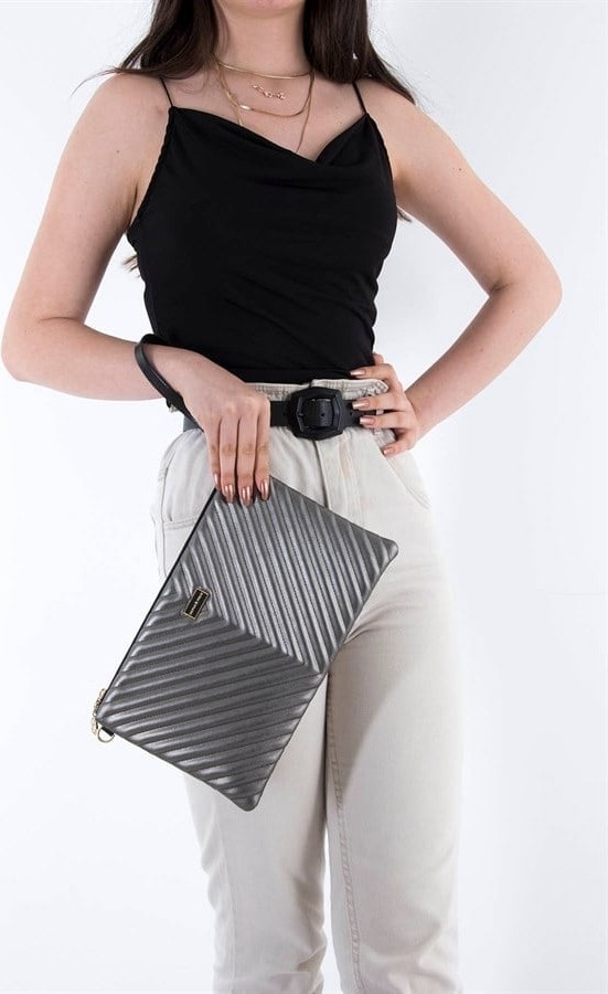 Silver & Polo Silver Polo Silver & Polo Platin - Platin Sp1034 Kadın Portföy & Clutch görsel 6