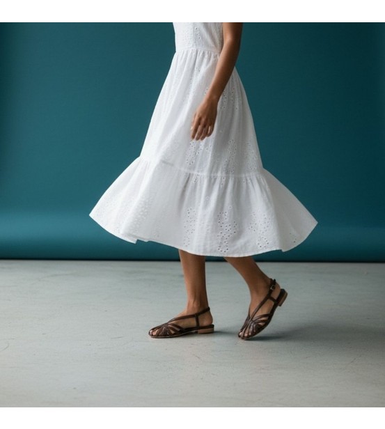Ne&Ve Shoes Altın Deri Biye Kadın Günlük Sandalet görsel 3