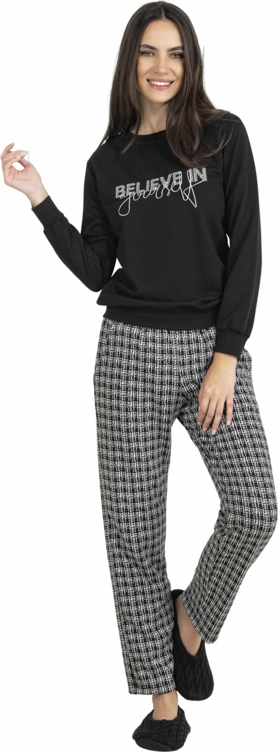 Flz Kışlık Uzun Kol Siyah Pijama Takımı Dowry 09-102