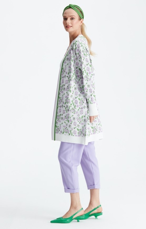 Belirtilmemiş 21161 Çiçek Desenli Rayon Hırka