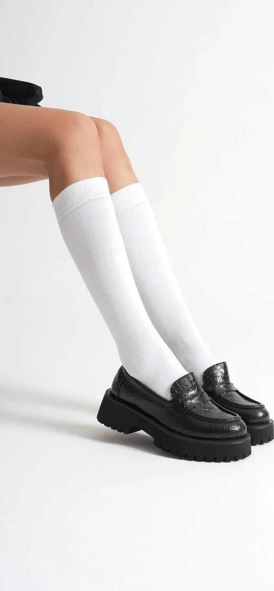 Fantastik Store Kadın Günlük Siyah Kroko Loafer Ayakkabı TR10MS02G görsel 4