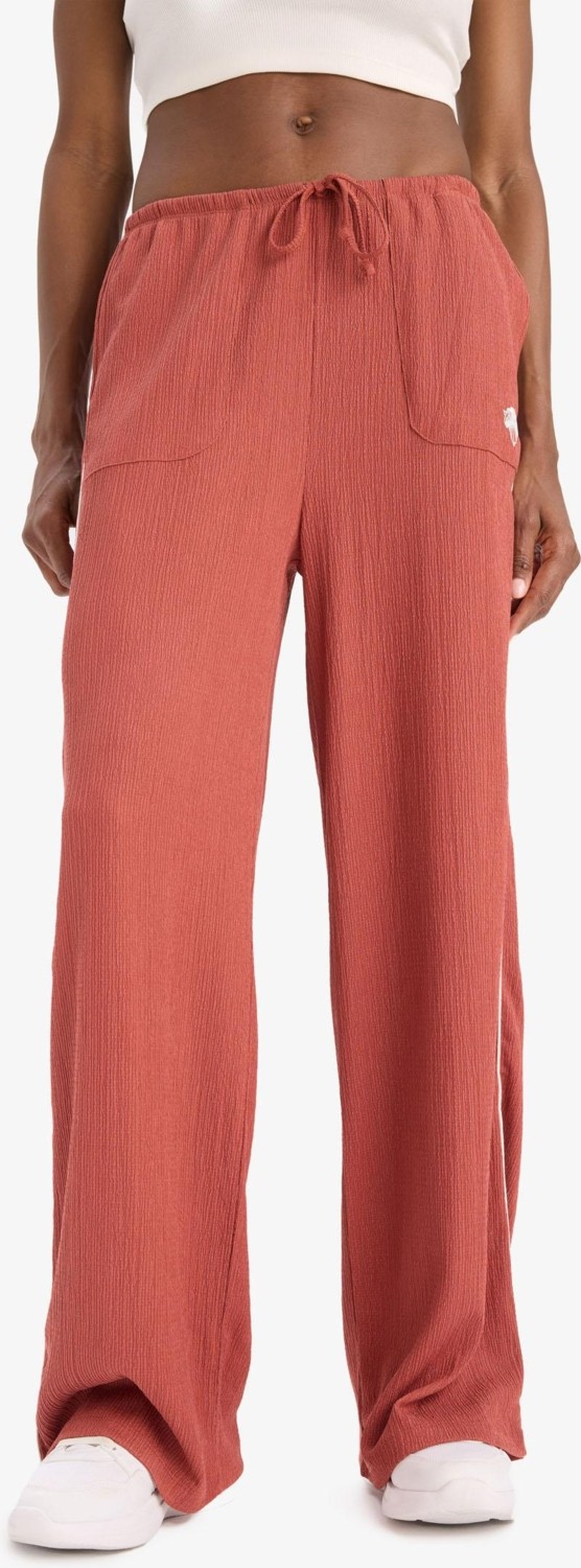 DeFacto NBA New York Knicks Wide Leg Geniş Paça Çift Cepli Geniş Paça Standart Boy Krinkıl İnce Pantolon D8805AX25SP görsel 4