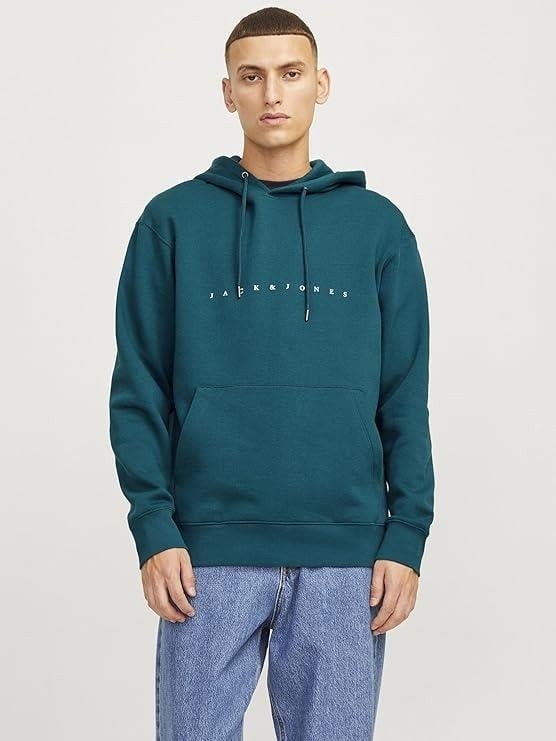 Jack & Jones JJESTAR JJ SWEAT HOOD NOO Petrol Erkek Sweatshirt görsel 6