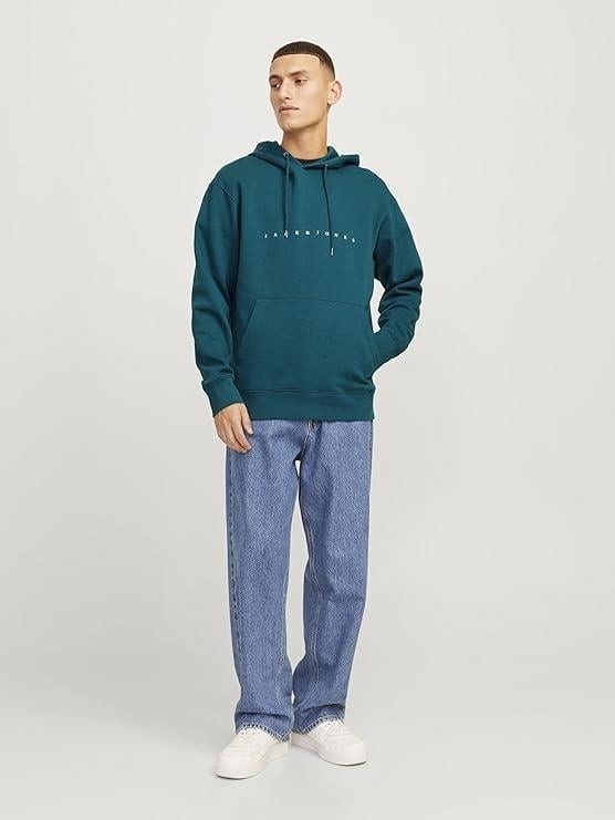 Jack & Jones JJESTAR JJ SWEAT HOOD NOO Petrol Erkek Sweatshirt görsel 7