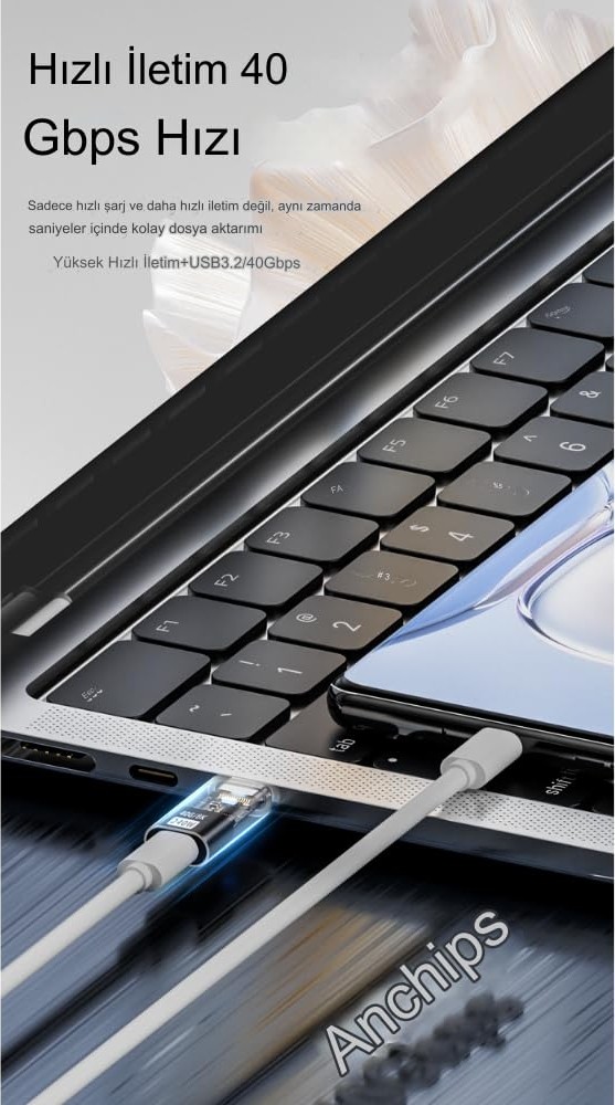 Aesco Livx Type C To Type C Usb3.2 240W 40GBPS 8k Hızlı Şarj Veri ve Görüntü Aktarımı Çevirici Adaptör Otgst görsel 4