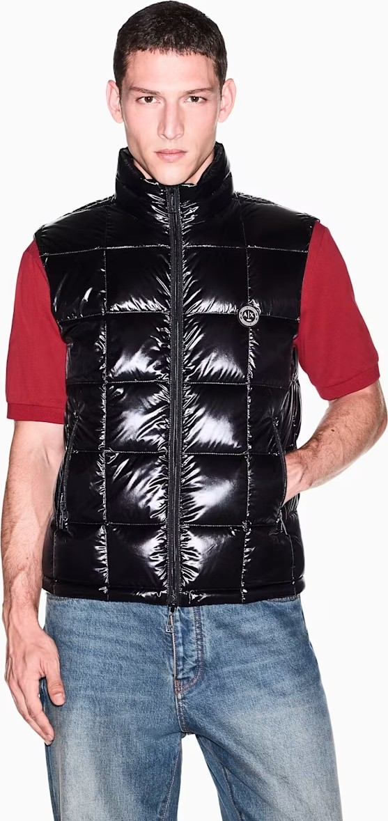Armani Exchange Erkek Kolsuz Fermuarlı Sıfır Yaka Siyah Yelek XM003475 AF23755-UC001
