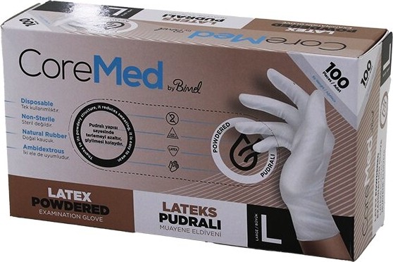 Dorasan Coremed Bimel L Beden Pudralı Muayene Eldiveni 100LÜ