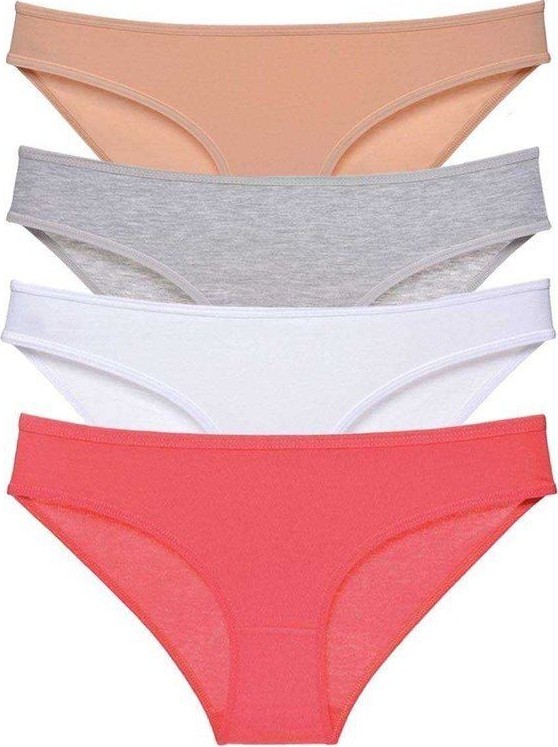 Kuzgun Ticaret 4 Adet Süper Eko Set Likralı Kadın Slip Külot Ten Gri Beyaz Fuşya