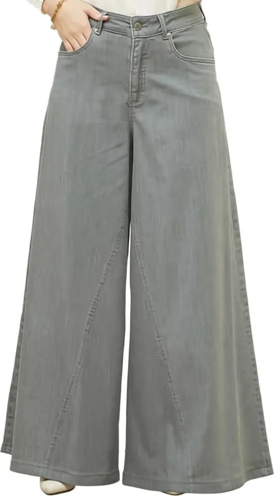 Neways 1162-DENIM Gri Pantolon Etek %98 Coton Kadınlar İçin Şık ve Rahat Tasarım görsel 7
