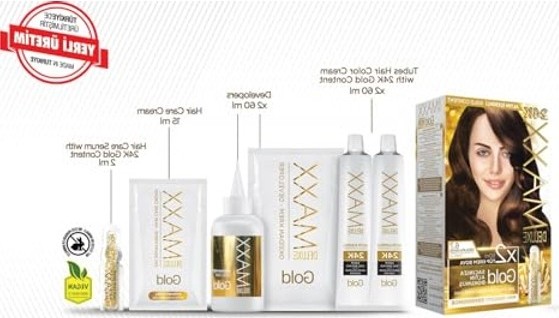 Aesco Maxx Deluxe Gold Serisi 24K Altın Parçacıklı Serum ile 1 Kutu 2 x 50 ml ve Geliştiriciler Saç Boyası (Çikolata Kahve 6.7) görsel 2