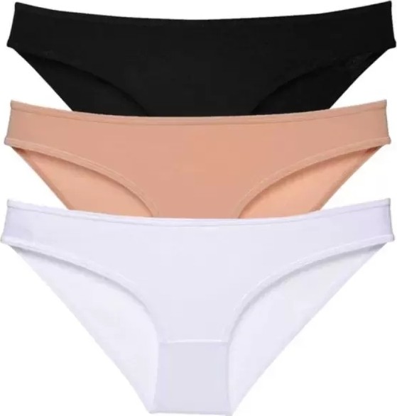 Royaleks 3 Adet Süper Eko Set Likralı Kadın Slip Külot Siyah Ten Beyaz