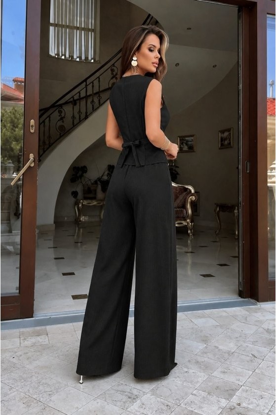 Janes Kadın Askılı Önden Düğmeli Bluz ve Pantolon Keten Ikili Takım görsel 2