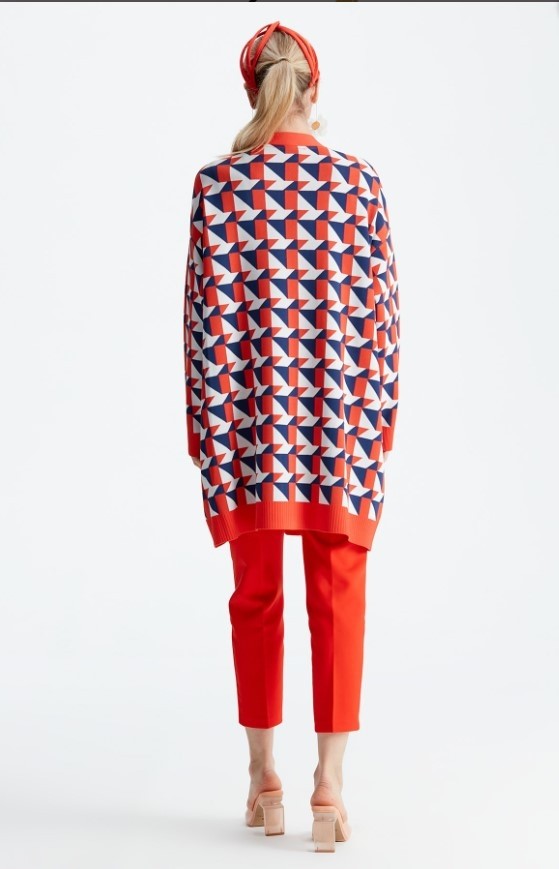 Belirtilmemiş 21153 Geometrik Desenli Rayon Hırka