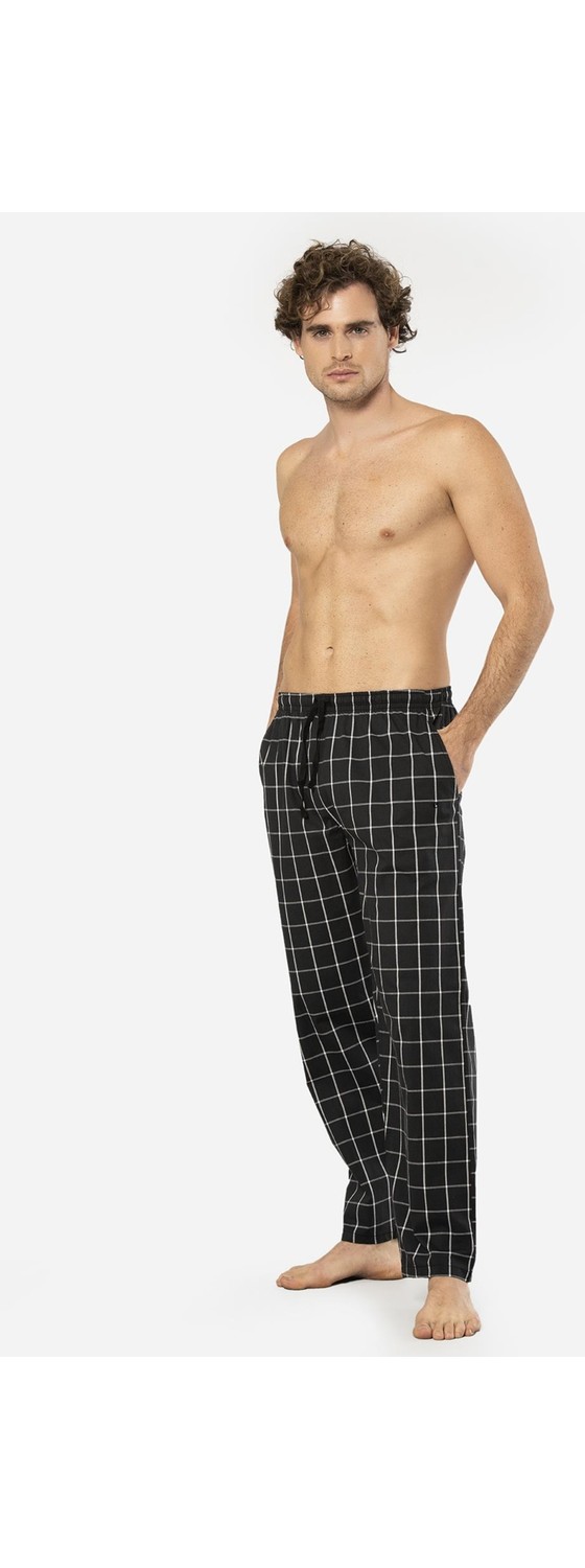 Cacharel Ekoseli Erkek Tek Alt Pijama, Cep Detaylıdır, %95 Pamuk %5 Likralı görsel 6