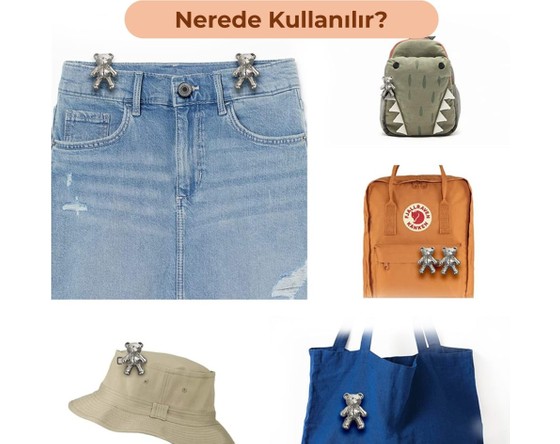 Gucso Pantolon Beli Daraltma Aparatı, Broş, Ayıcık Kemer , Gümüş Renk Ayıcık Bel Daraltma Çıtçıtı, Dayanıklı Demir Çıtçıt, Kot Pantolon Daraltma Aparatı, Kadın görsel 3