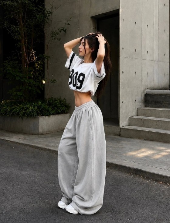 BSBSPOR Baggy Bol Lastikli Paça Eşofman Altı Yüksel Bel Oversize Günlük Model