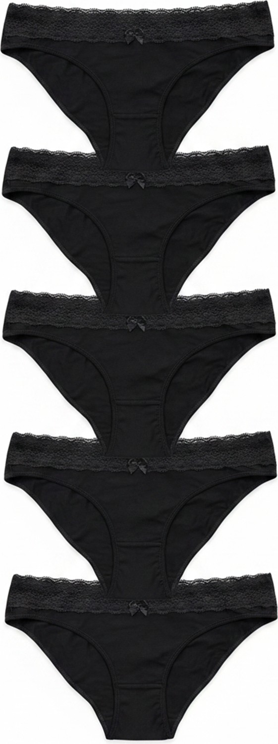 Nicoletta Kadın Külot 5 Li Paket Likralı Pamuklu Geniş Dantel Lastikli görsel 3