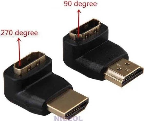 Aesco HDMI Dirsek Adaptörü HDMI L Çevirici Uzatma Dönüştürücü 270° görsel 3